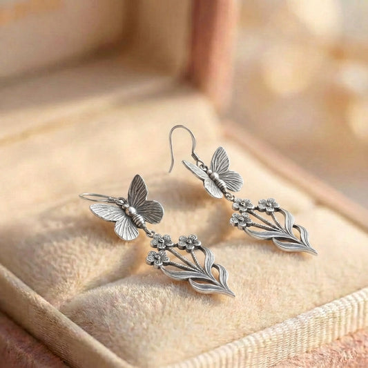 Vintage Butterfly Flower Earrings