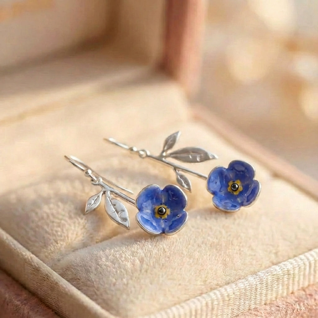 Vintage Blue Flower Earrings