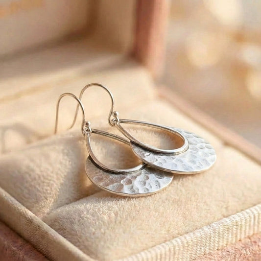 Hammered Silver Dangle Earrings