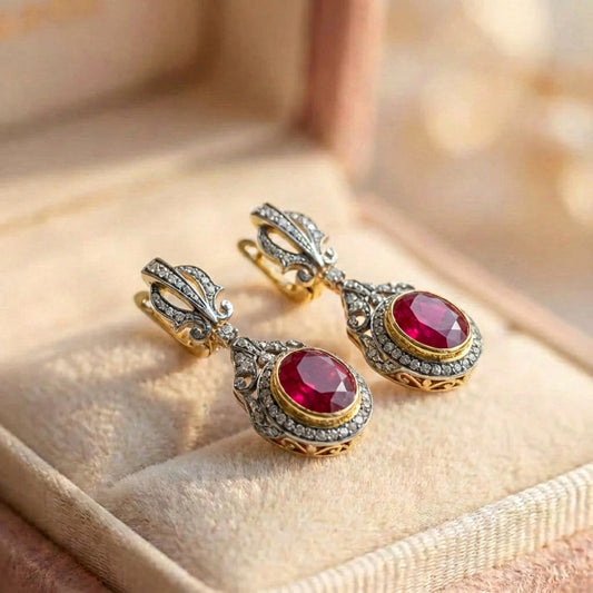 Elegant Ruby Dangle Earrings