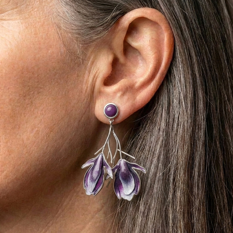 Purple Flower Earrings