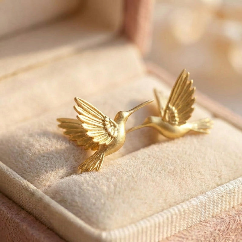 Elegant Gold Hummingbird Earrings