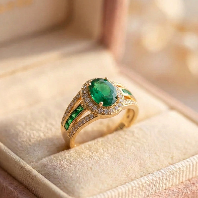 Elegant Green Emerald Ring