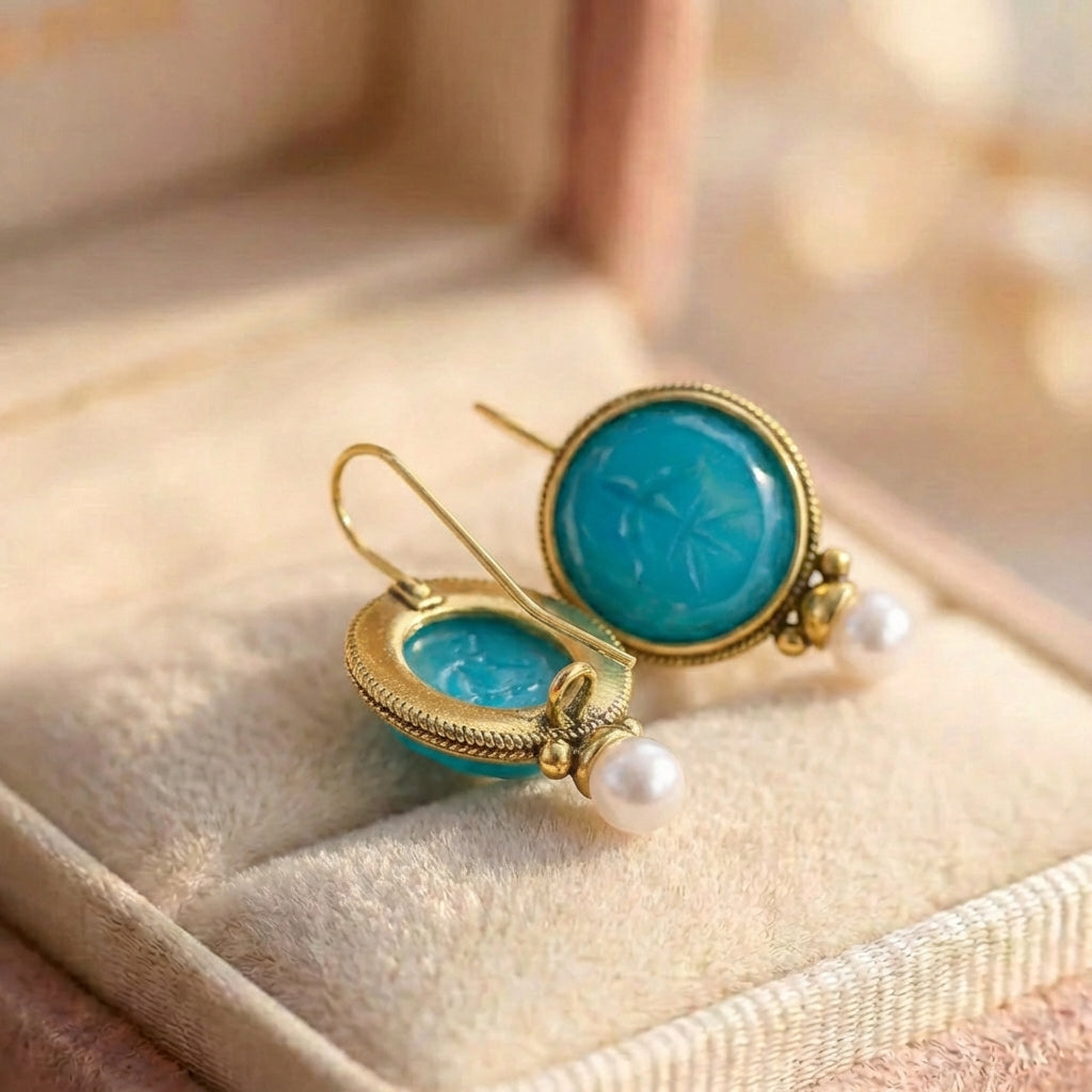 Elegant Aqua Pearl Earrings