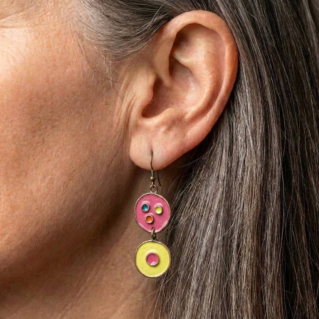 Enamel Circle Earrings