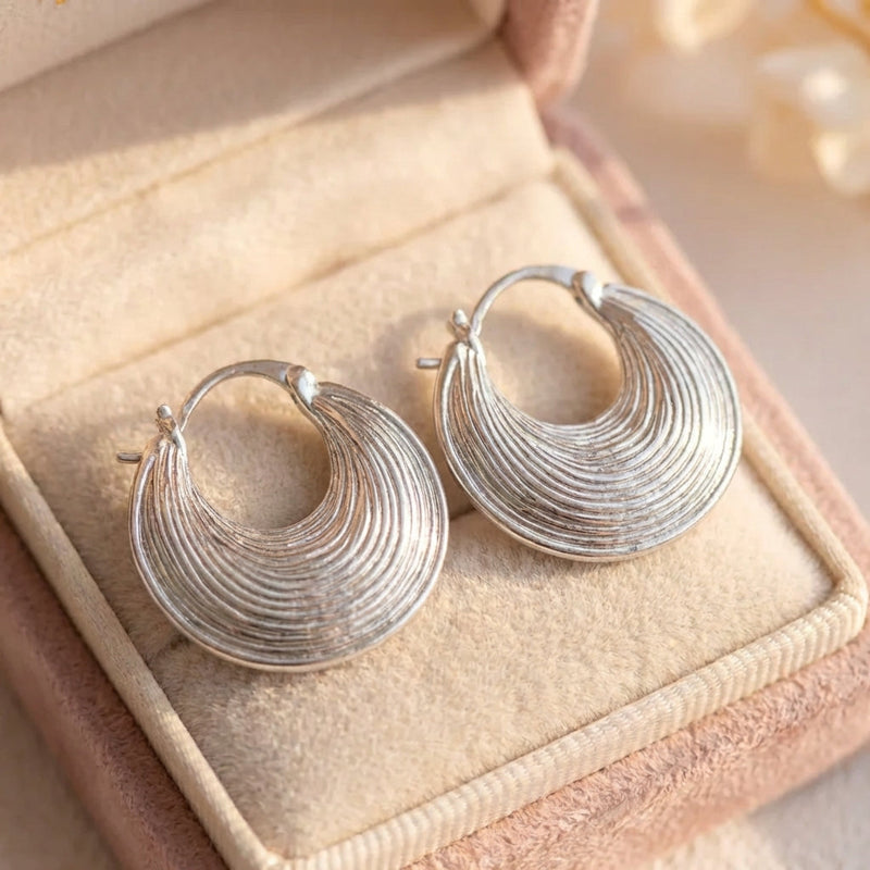 Vintage Hoop Silver Earrings