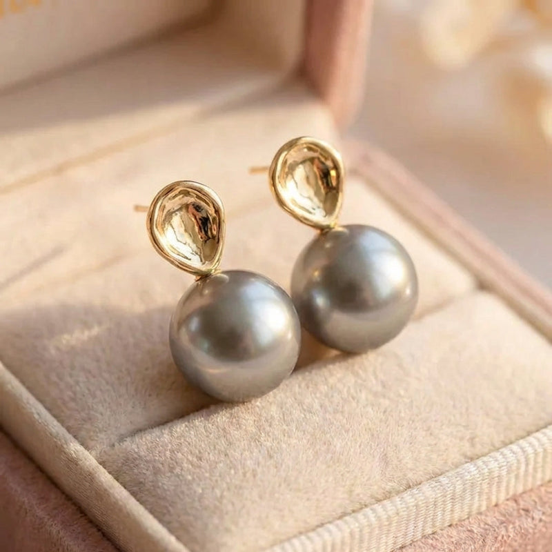 Vintage Grey Pearl Earrings