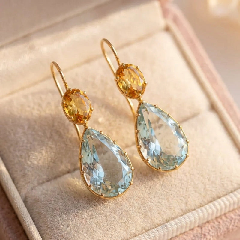 Vintage Green Glass Drop Earrings