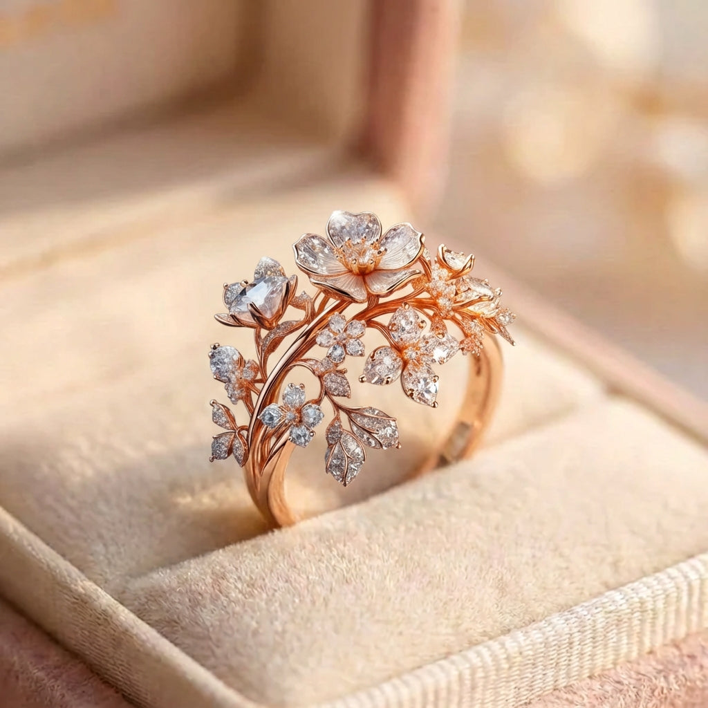 Bright Crystal Blossom Ring