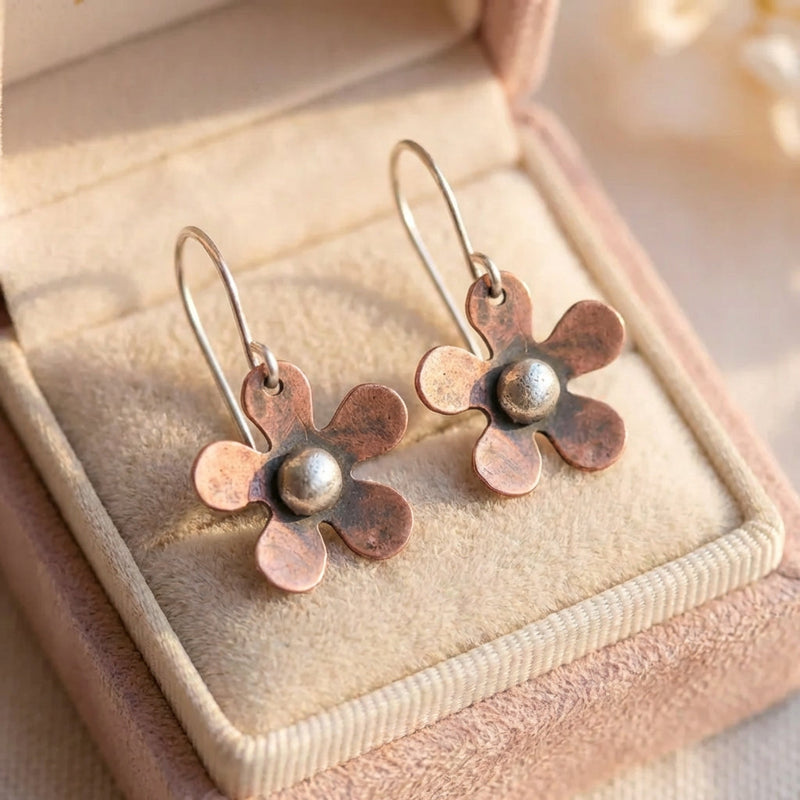 Vintage Flower Earrings In Silver