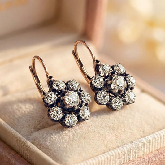 Vintage Rounded Bright Flower Earrings