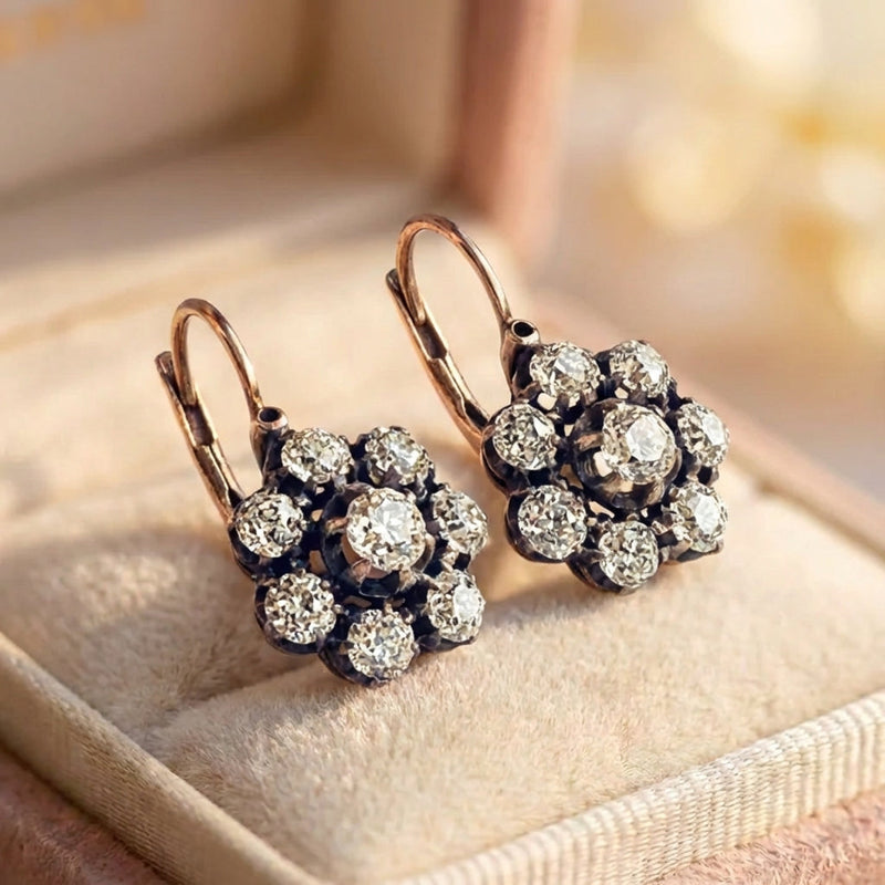 Vintage Rounded Bright Flower Earrings