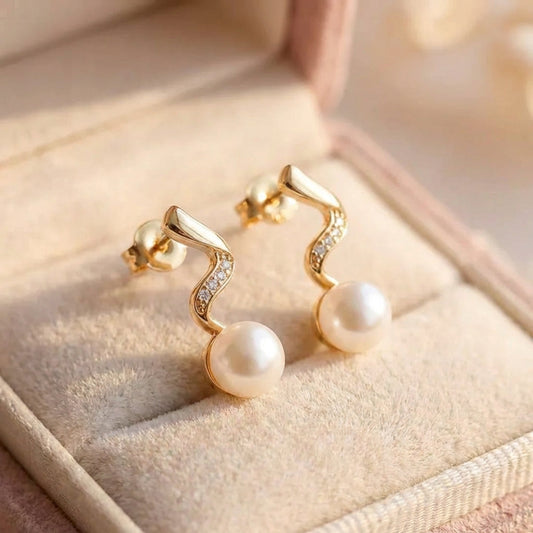 Natural Pearl Necklace + Earrings Set