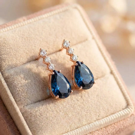 Long Summer Blue Stone Fashion Earrings