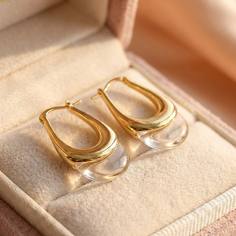 Elegant Smooth Water Drop Gold Earrings