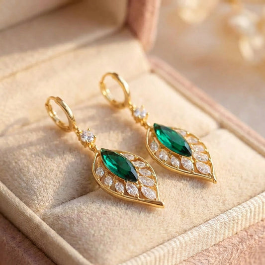 Elegant Temperament Leaf Drop Gold Earrings