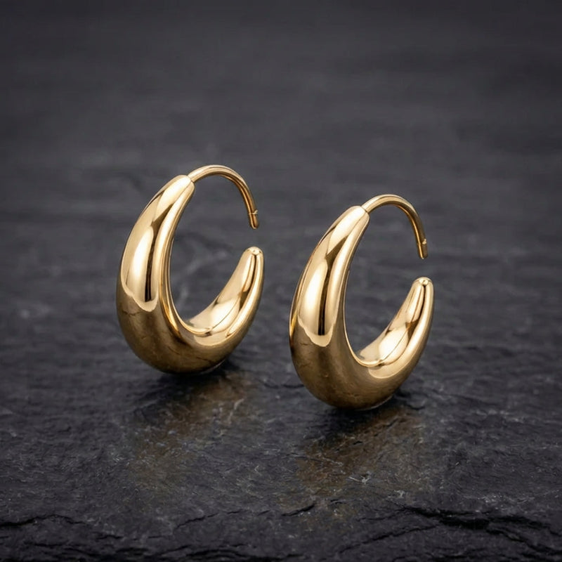 Vintage Gold & Shiny Crescent Moon Shape Earrings