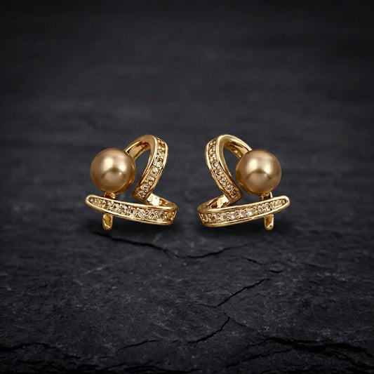 Elegant Heart Champagne Pearl Earrings