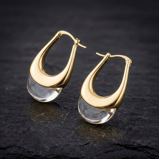 Elegant Smooth Water Drop Gold Earrings