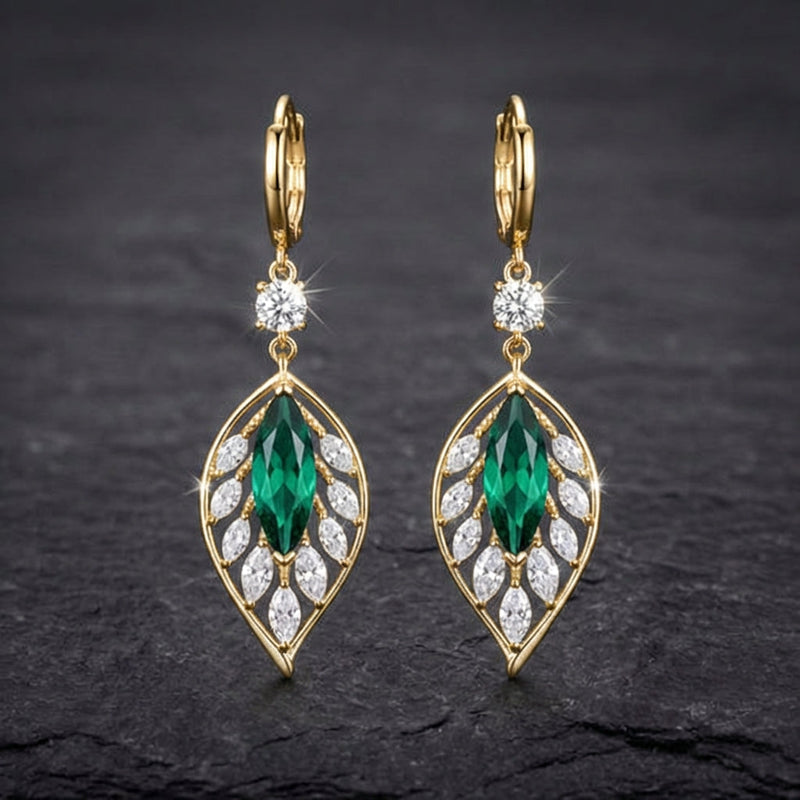 Elegant Temperament Leaf Drop Gold Earrings
