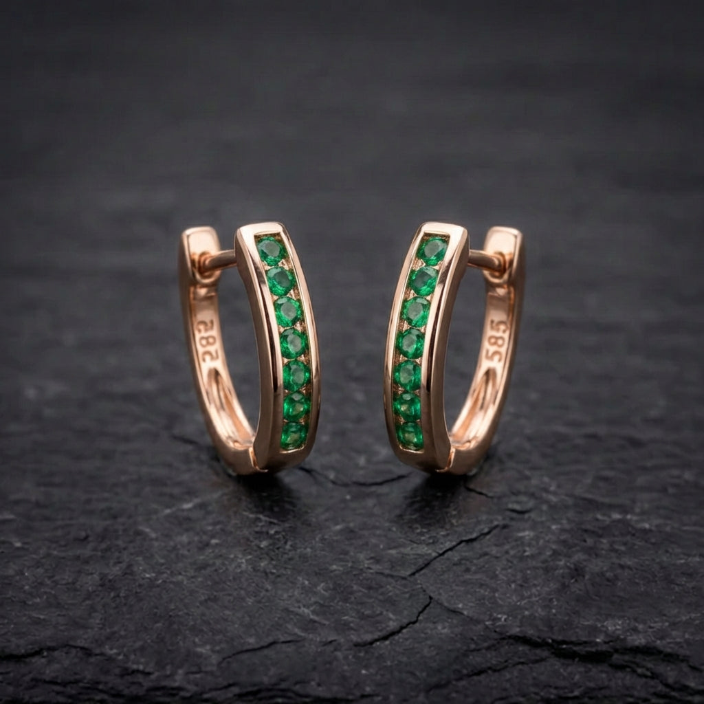 Emerald Diamond Earrings In Gold
