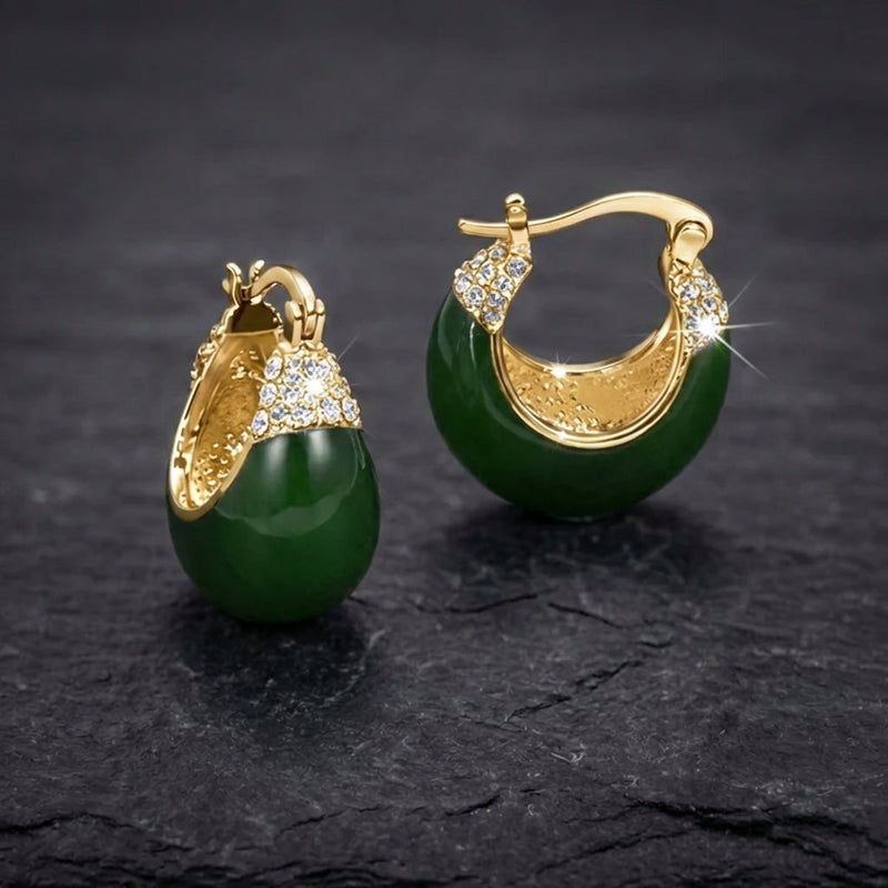 Vintage Crystal Green Stone Earrings