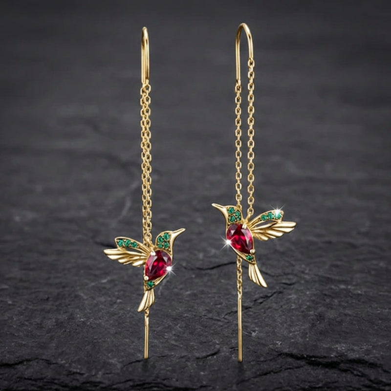 Hummingbird Enamel And Zirconia Earrings