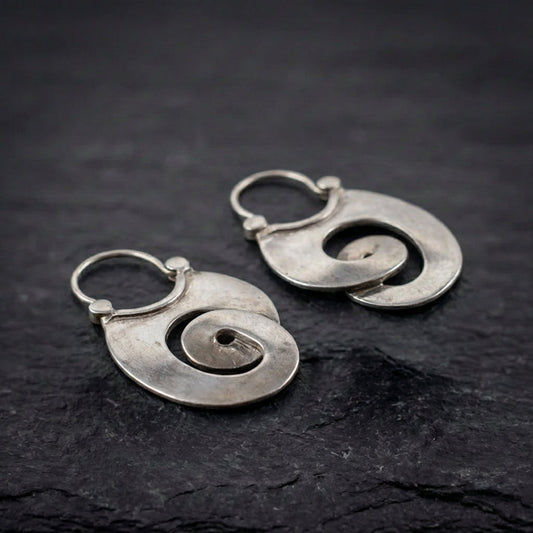 Vintage Spiral Dangle Silver Earrings