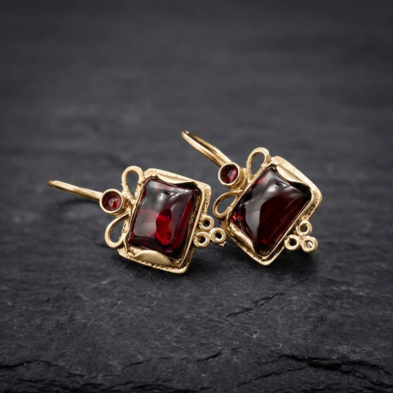 Vintage Red Crystal Earrings