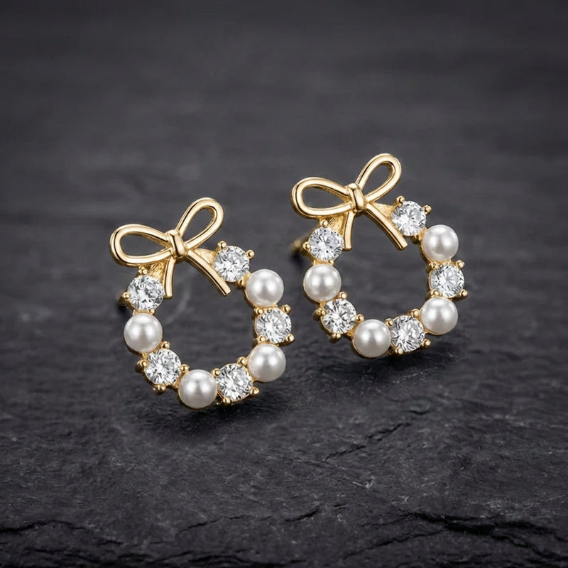 Vintage Pearl & Crystal Hoop Earrings