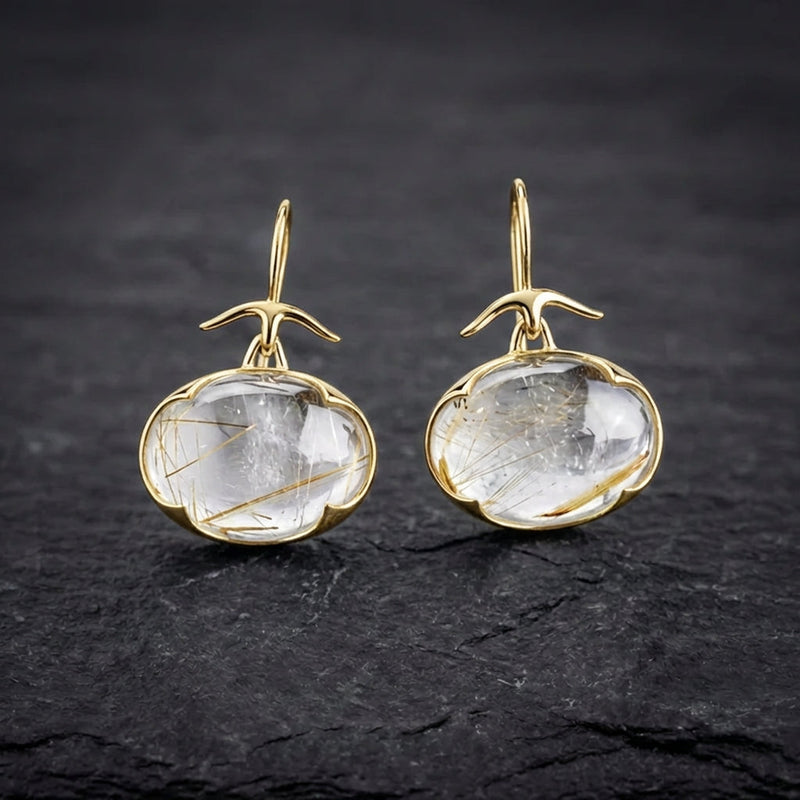 Vintage Moonstone Golden Earrings