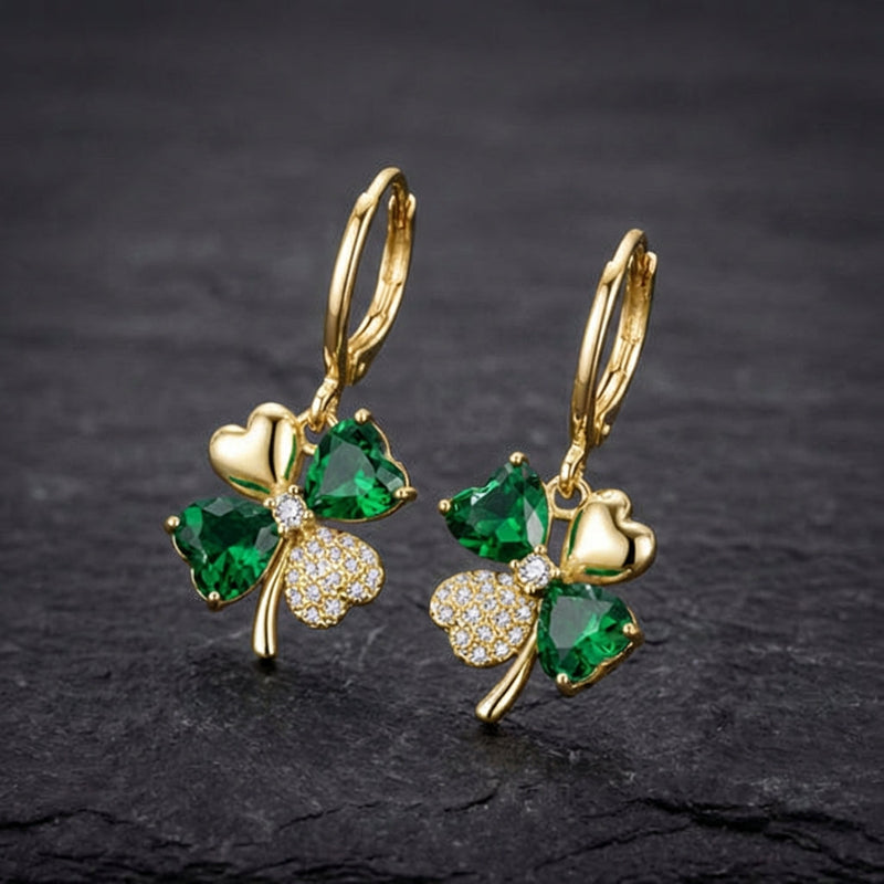 Luxury Clover Shiny Zircon Drop Earrings
