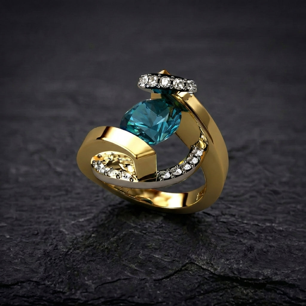 Vintage Blue Gold Ring