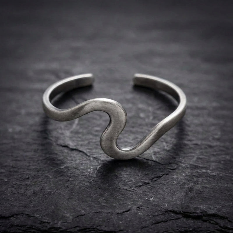 Vintage Silver Twist Cuff Wavy Open Bracelet