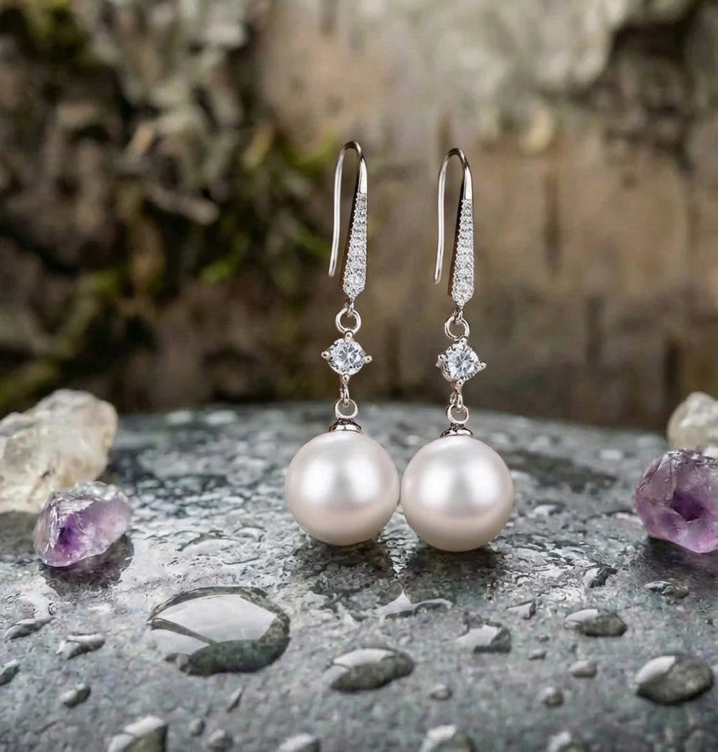 Luxury Zircon Pearl Silver Earrings