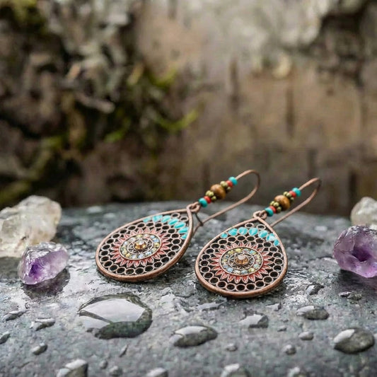 Vintage Handmade Bohemian Colorful Drop Earrings