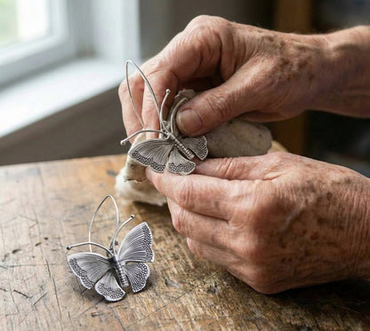 Silver Butterfly Dangle Earrings