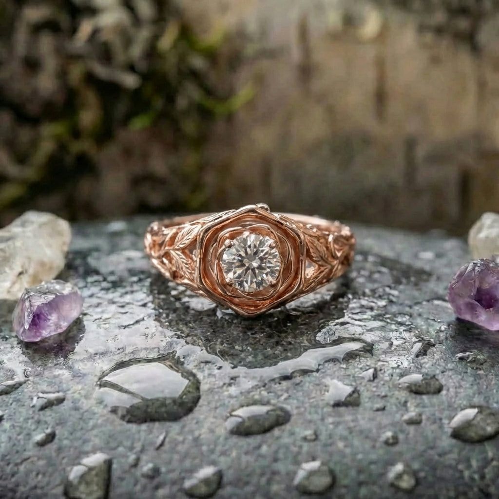 Vintage Rose Gold Flower Ring