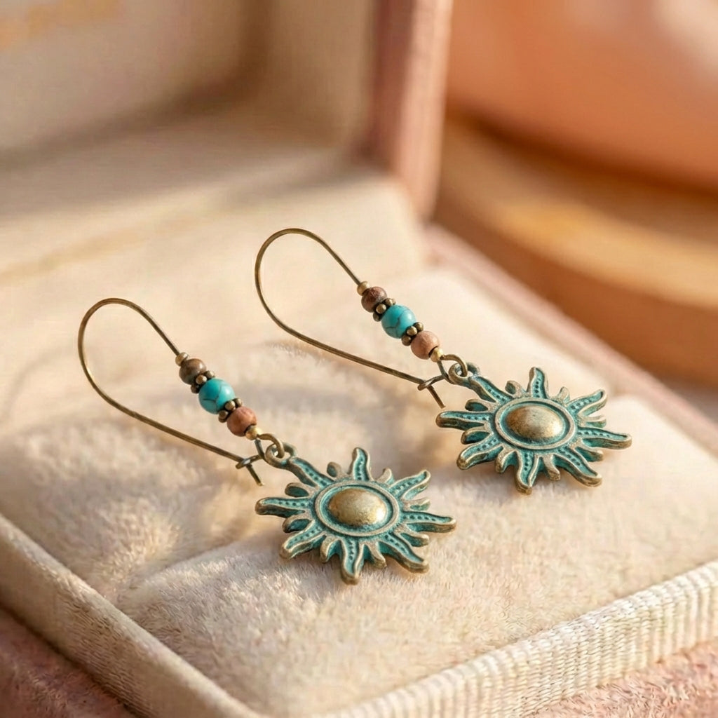 Vintage Turquoise Sun Earrings