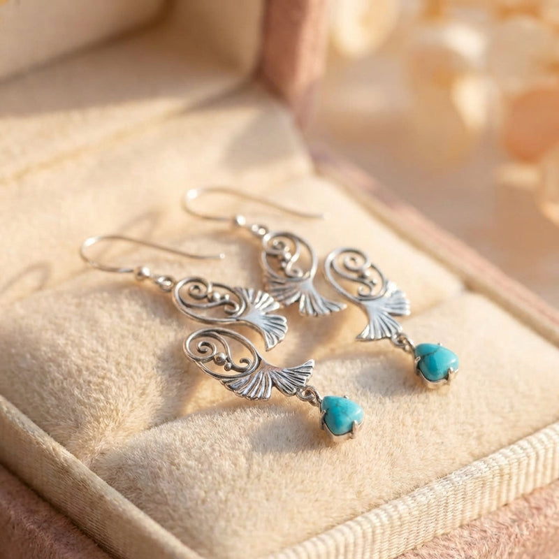 Vintage Turquoise Flower Earrings