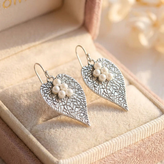 Vintage Pearl Leaf Earrings