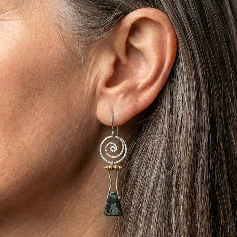 Spiral Stone Earrings