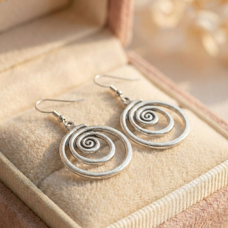 Vintage Spiral Dangle Earrings
