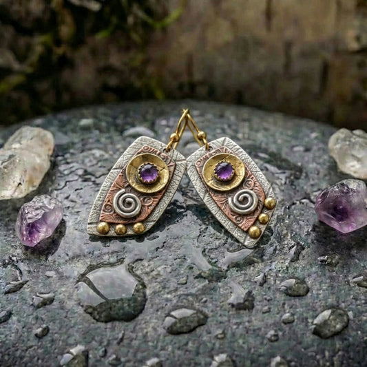 Vintage Purple Spiral Earrings