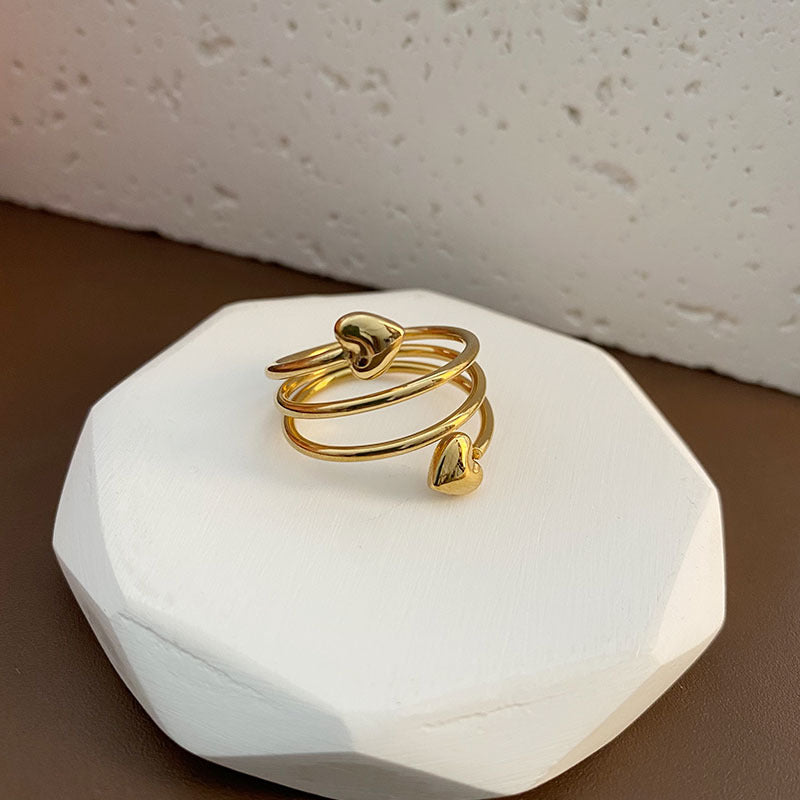 Gold Heart Charm Ring
