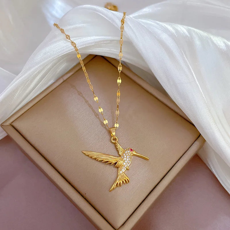 Gold Hummingbird Necklace