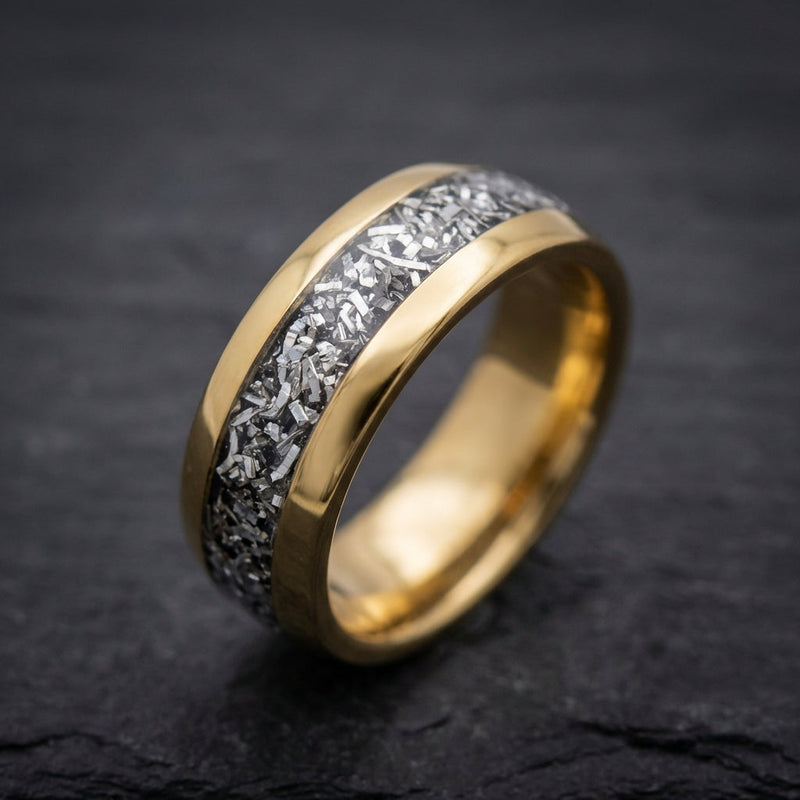 Gold Shimmer Inlay Statement Ring