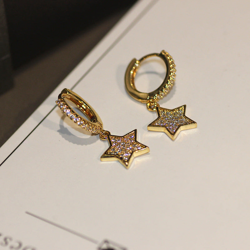 Gold Star Drop Earrings