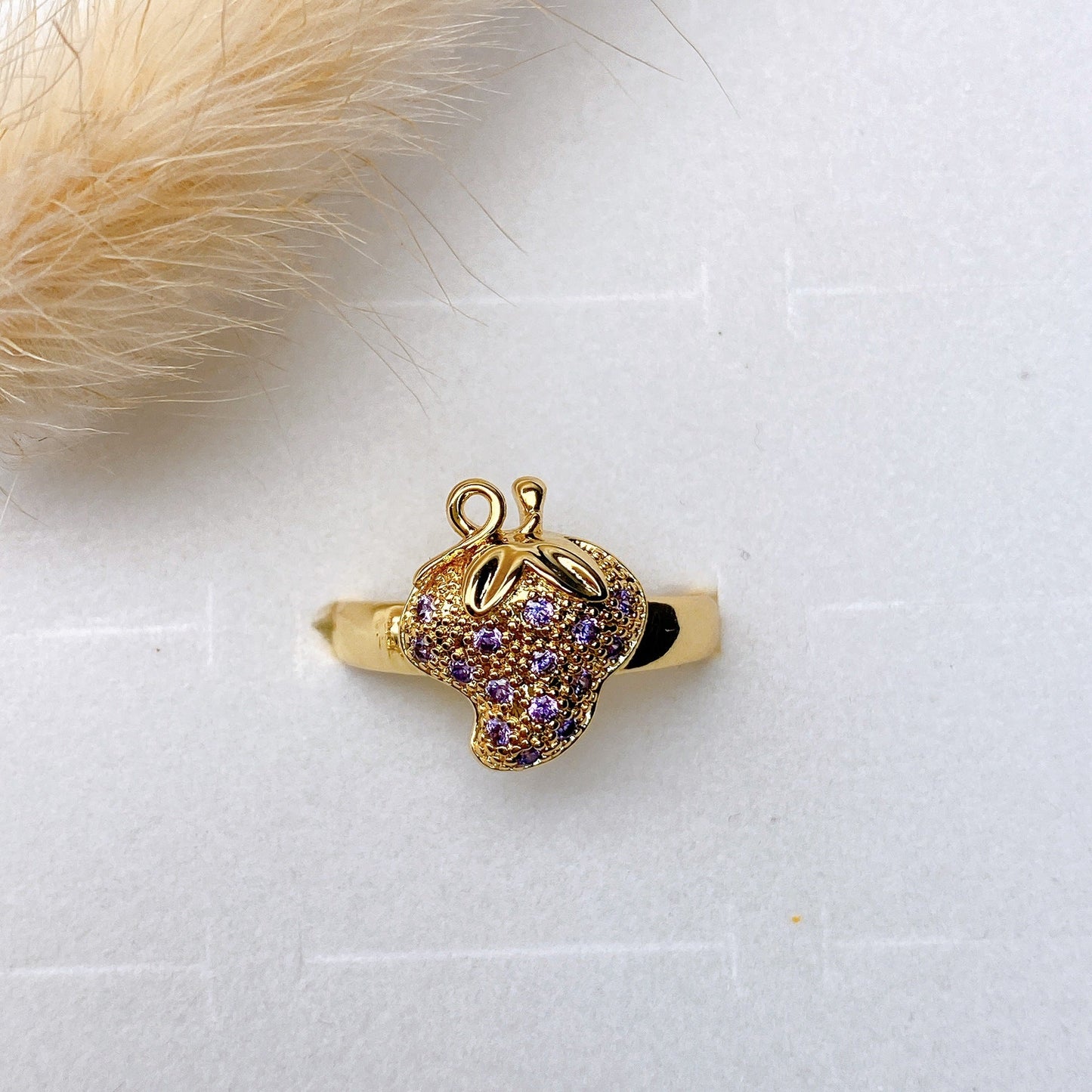 Gold Strawberry Charm Necklace