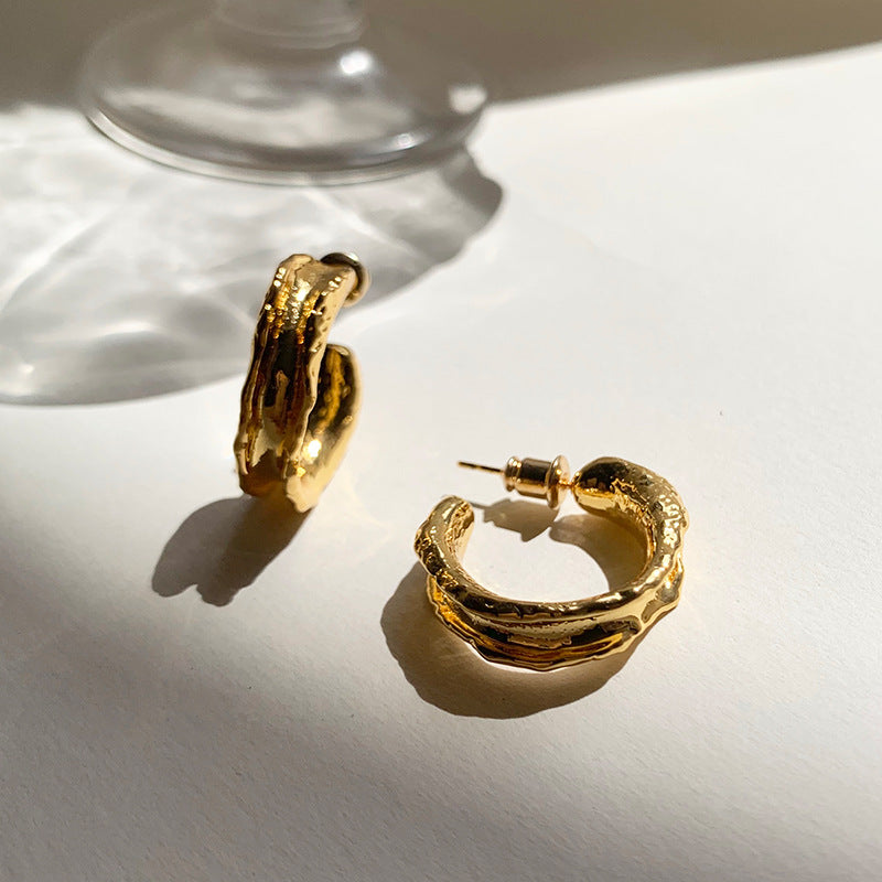 Gold Textured Hoop Earrings